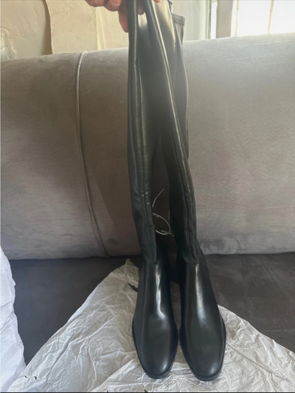 Calvin Klein Black Over-the-Knee Leather Boots